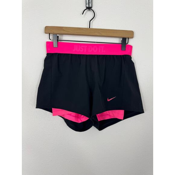 Nike Dri-FIT Just Do It Running Shorts Black Pink Size XS - Picture 1 of 7